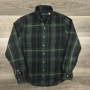Polo Ralph Lauren Shirt Mens Small Green Plaid Classic Fit Flannel Button Down